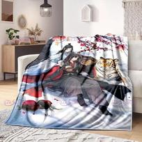Komiksų Animacinis Mo Dao Zu Shi Wei Wuxian Flanelinis pledas Sofai Mergaitės Šilti Namai Lan Wangji Pledas Dovana Pritaikyti Moters Patalynė# 75X95CM pilka spalva