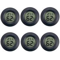 6~10pcs Mini Hygrometer Thermometer Fahrenheit or Celsius Meter Digital LCD Monitor Indoor Room Round Humidity Temperature Gauge Black 6pcs