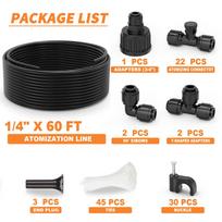 60FT Greenhouse Mister System Outside Outdoor Water Patio Hose Misters for Outside Patio Misters for Cooling (22 Mist Nozzles)