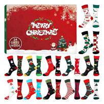 Socks Advent Calendar for Adults Men Women, 12 Pair of Christmas Crew Socks Funny Sock Countdown to 2026 Christmas, 24 Days one size raudona