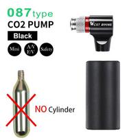 WEST BIKING Mini CO2 Inflator Portable Auto Hand Pump Schrader & Presta Valve Adapter Aluminum Alloy Cycling Bike Bicycle Pump No Button Black