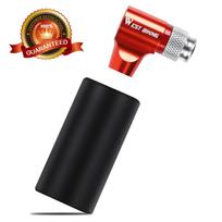 WEST BIKING CO2 Bike Pump 2-in-1 Valve Adapter CNC Aluminum Alloy Bike Tire Inflator with Frost Cover for Presta Schrader Valves raudona