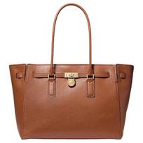 MICHAEL KORS Hamilton Moderne Gold Hardware Zipper Closure Leather Tote Shoulder Bag Large Women's Red Brown auksas
