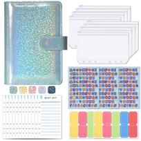 Glitter PU Leather Refillable Binder Notebook with Loose Leaf Paper Index Tabs and Sticker Sheets for Organizing Notes and Planning One Size mėlyna