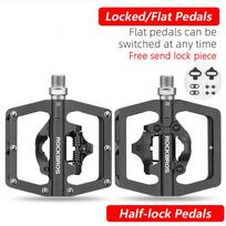ROCKBROS Bicycle Pedal Non-Slip MTB Bike Pedals Aluminum Alloy Flat Platform Applicable SPD Half-lock Pedal Cycling Accessories PD15-BK Black