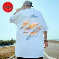 M5 Pure Cotton Oversized Men's Hong Kong Style T-Shirt - Loose Fit, Trendy Summer Wear with Five-Point Sleeves S įvairiaspalvis