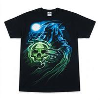 Large Grim Reaper Skull Illuminati Eye Black Gothic Horror Moon T-Shirt S įvairiaspalvis