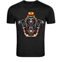 Skeleton Biker Rider T-Shirt - Grim Reaper Motorcycle Graphic Tee S įvairiaspalvis