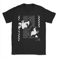 Crazy Arcane Poster Jinx Vi Sister T-Shirt for Men Crewneck Cotton T Shirts Anime Game Short Sleeve Tees Plus Size Merch S įvairiaspalvis