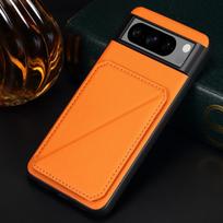 Luxury Faux Leather Stand Card Holder Phone Case Frosted Feel for Google Pixel 10 Pro XL 9A 8 7 Google Pixel 8a oranžinė