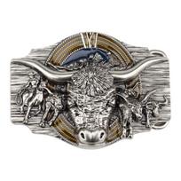 Bison galvos diržo sagtis Vakarų kaubojiško stiliaus retro sagtis, skirta 3,8 cm pločio diržui skaidri