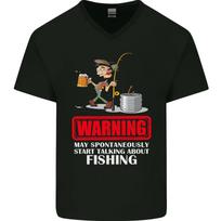 Start Talking About Fishing Funny Fisherman Mens V-Neck Cotton T-Shirt S įvairiaspalvis