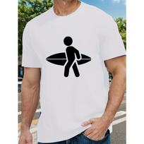 Surfing Themed Graphic Print Crew Neck Short Sleeve T-shirt For Men, Casual Summer T-Shirt For Daily Wear And Vacation Resorts S įvairiaspalvis