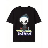 European Sizes Men's Blindfolded Surfing Skull &  Blind  Graphic T-Shirt - Soft Casual Summer Tee, Short Sleeve Round Neck Black Top for Casual Attire S įvairiaspalvis