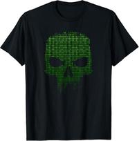 Binary Code Skull Computer Programmer Developer Tech Geek T-Shirt S įvairiaspalvis