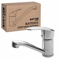 Bateria Umywalkowa Stojąca Kran Do Umywalki Zlewu Chromowa Niska Vettä