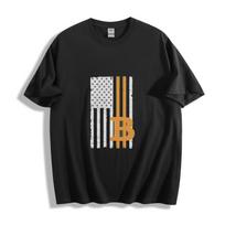 Bitcoin USA Flag T-Shirt Mens Womens Tees Top - Patriotic Crypto Fusion Unisex Tee 4XL