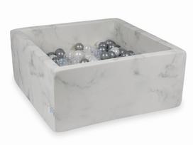 Suchy Basen 90X90X40 Marmur Z Piłeczkami 400Szt: Perłowe, Przezroczyste, Srebrne 90x90x40