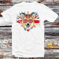 Corgi British Dog Union Jack Flag England Crown Queen Jubilee T Shirt Mens Womens Tees Top B1421 L