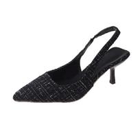 Sea Salt Blue Pointed High Heel Sandals for Women Back Hollow Half Headed Single Shoes Fashion Versatile Casual Shoes 39