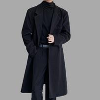 Men's Korean Style Wool Windbreaker: Casual Loose-Fit Mid-Length Over-the-Knee Coat for Autumn and Winter M juoda