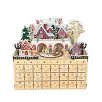 Hand Carved Christmas Advent Calendar Wooden Cabinet With 24 Compartments Drawers Box For Festival Organization 1
