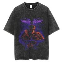 Washed Anime Naruto Graphic Oversized T Shirt Men Women Streetwear Harajuku T-Shirt Heavy Cotton Female Male Short Sleeve Tshirt L