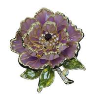 Women Brooch Sparkling Rhinestones Enamel Peony Shape Lapel Pin Suits Coats Bags Scarves Badge Versatile violetinė