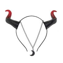 Black Red Devil Horn Headband Gothic Animal Halloween Hair Band Trendy Demon Hair Hoop  Cosplay Hair Hoop