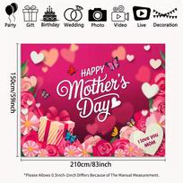 2D Floral Mother's Day Backdrop, I Love You Mom Home & Party Decoration 47.2x31.5inch/120*80cm