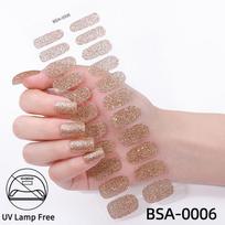 European and American Gel Nail Stickers Free Baking Sparkling Powder Nail Stickers UV-Free Gel Nail Wraps BSA-0006