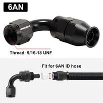 Runsco -6 AN PTFE Hose Swivel Fittings Adapter Aluminum Connector Black AN6 Straight