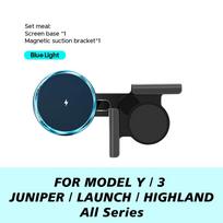 Blue Light Ring Magnetic Wireless Charger Compatible with MagSafe Phone Holder Screen Mount For Tesla Model Y 3 S Juniper Launch Magsafe holder