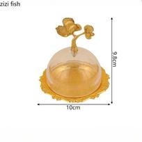Metal Cake Stand Acrylic Transparent Cover Dim Sum Dish Pastry Plate Fruit Plate Dessert Bowl Snack Tray Bread Plate Tableware