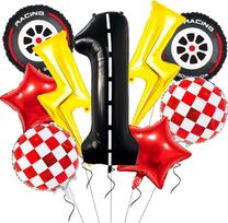 9 Pcs/set Lightning Racing Car Balloons Birthday Decoration Boy's Birthday Stripe Number Racing Party Decoration Inflatable Toys Number&40inch