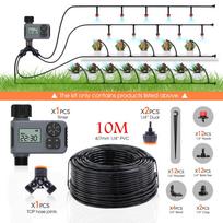 50-10m 1/4'' Hose Garden LCD Smart Timer Irrigation Set 4-Way 8-hole Nozzle Greenhouse  Automatic Watering System Irrigator Tool