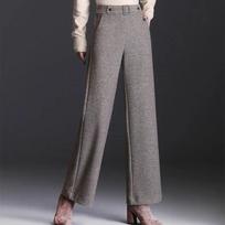 Autumn Winter Thicken High Waist Baggy Wide Leg Pants Elegant Warm Casual Trousers for Women Daily Outdoor Wear S chaki