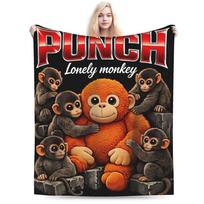 Sad Monkey Punch Blanket Kids Adults  Flannel Bedding Throws For Bedroom Soft Comfy DIY Quality Bedspread Gift 75x90cm