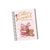 College Survival Gift Card Book Spiral Bound Notebook with Graduation Cap and Stack of Books Illustration One Size