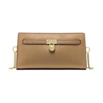 MICHAEL KORS Hamilton Moderne Hardware Padlock Grained Texture Leather Shoulder Crossbody Bag Mini Women's Brown auksas
