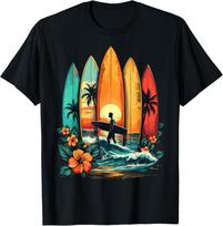 Surfboarder Hawaii Wave Surfing Beach Surfer T-Shirt S įvairiaspalvis