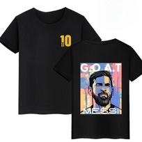Lionel Messi #10 GOAT Argentina Double-Sided Print T-Shirt, Unisex Soccer Fan Streetwear Tee, 100% Cotton Casual Football Top S įvairiaspalvis