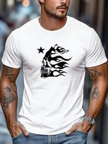 Men's Flame Skull Star Graphic T-Shirt Casual Crew Neck Short Sleeve Summer Tee S įvairiaspalvis