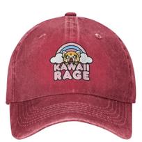 Kawaii Rage Washed Baseball Cap Fashion Hip Hop Dad Hats Summer Women Unisex Outdoor Sun Designer Baseball Caps One Size