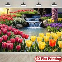 2D Vibrant Tulip Backdrop for Wall Decor, Aesthetic Displays or Calm Scenery Use 47.2x31.5inch/120*80cm