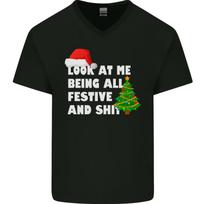 Bah Humbug Festive & Sh!T Christmas Xmas Mens V-Neck Cotton T-Shirt S įvairiaspalvis