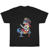 Dinosaur Pirate Wearing Eye Patch Hat Sword T-Shirt Unisex Funny Tee Gift NEW S įvairiaspalvis