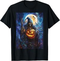 Halloween Spooky Pumpkin Design Scary Grim Reaper Halloween T-Shirt S įvairiaspalvis