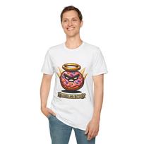 Unisex Softstyle T-Shirt Angry Donut Halo Eyebrows Sprinkles Medieval Icon S įvairiaspalvis