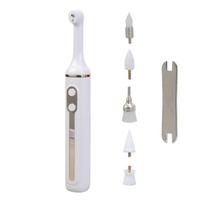 Electric Tooth Polisher Set Electric Teeth Lightening Set Cleaning Tool Set for Family Use with 5 Polish Heads and Modes  White juoda